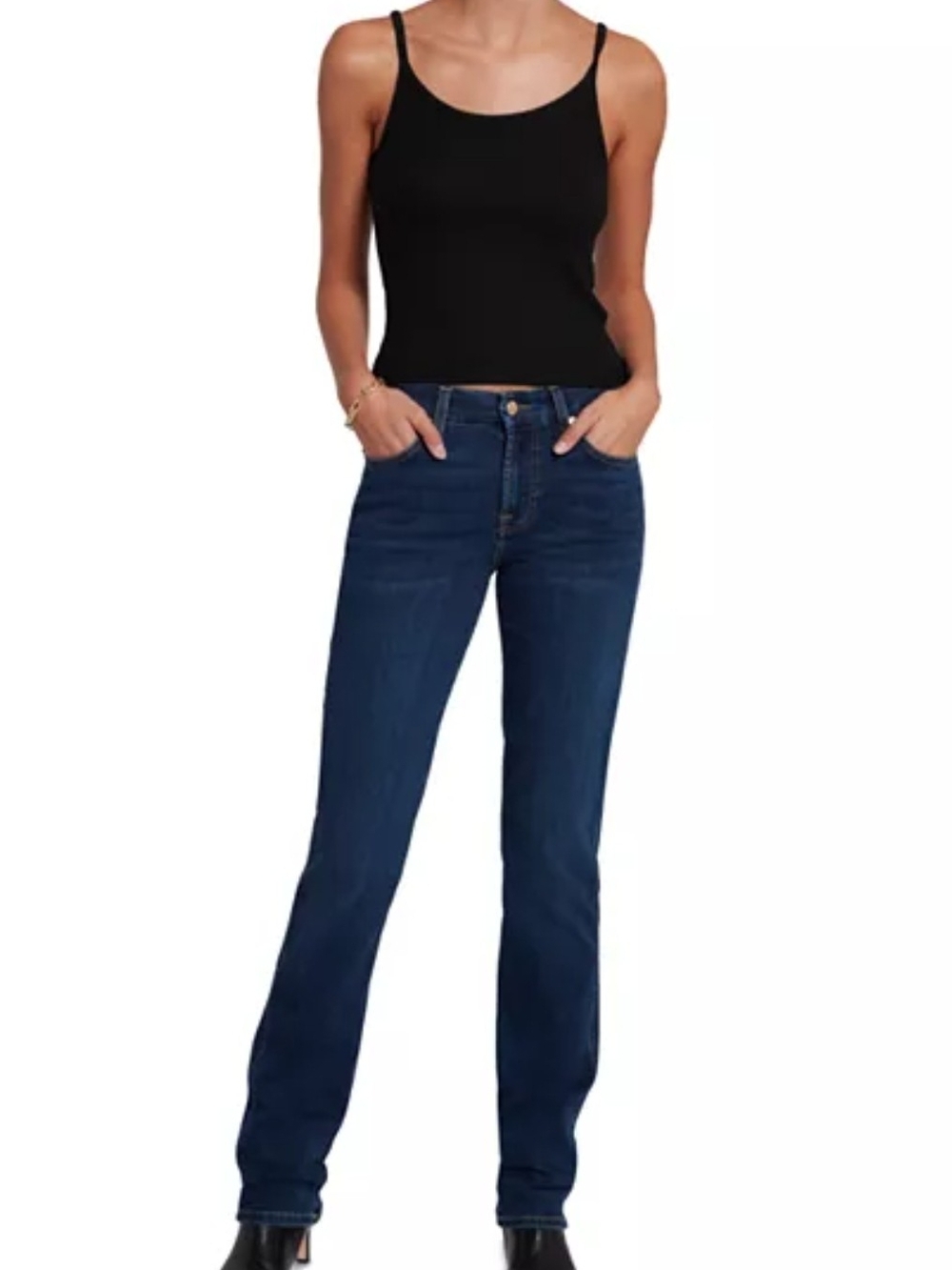 7 For All Mankind Dark Blue Kimmie Straight-Leg Jeans